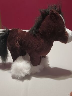 GANZ Brown and White Plush Horse with Black Mane